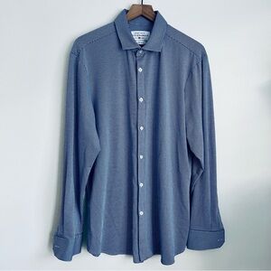 Mizzen+Main Long Sleeve Button Up Dress Shirt blue gingham print trim fit XXL